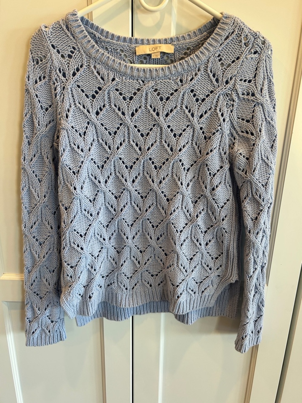 LOFT Pale Blue Openwork Pullover Sweater